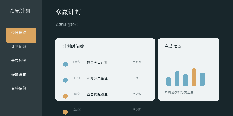 众赢计划软件日历板界面